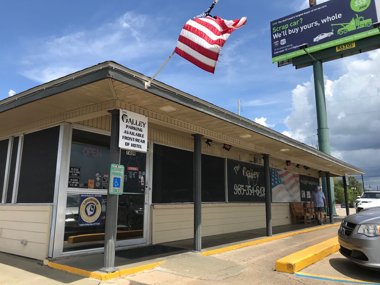 The storefront of The Galley on Highway 182 East in Morgan City, Louisiana.
